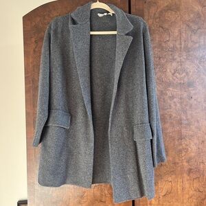 100% Cashmere Naked Cashmere Charcoal Gray Cardigan Blazer